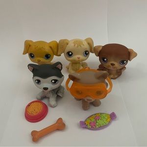 Littlest Pet Shop Authentic LPS Dog Lot #133, #21, #268, #210, #358, Accesories